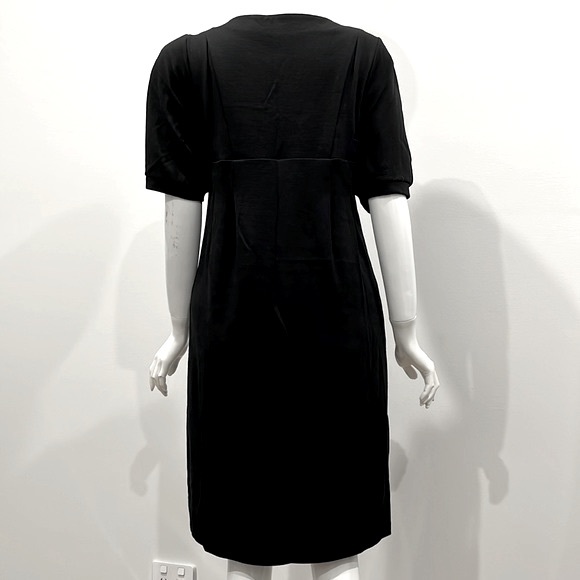 COUNTRY ROAD 100% Merino Wool. Black Midi Dress, Short Sleeve, Relax Fit - Picture 4 of 7